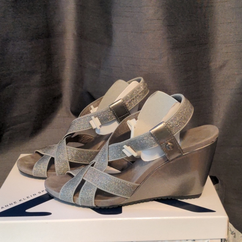 Anne Klein Sport Silver Dress Wedge Sandal